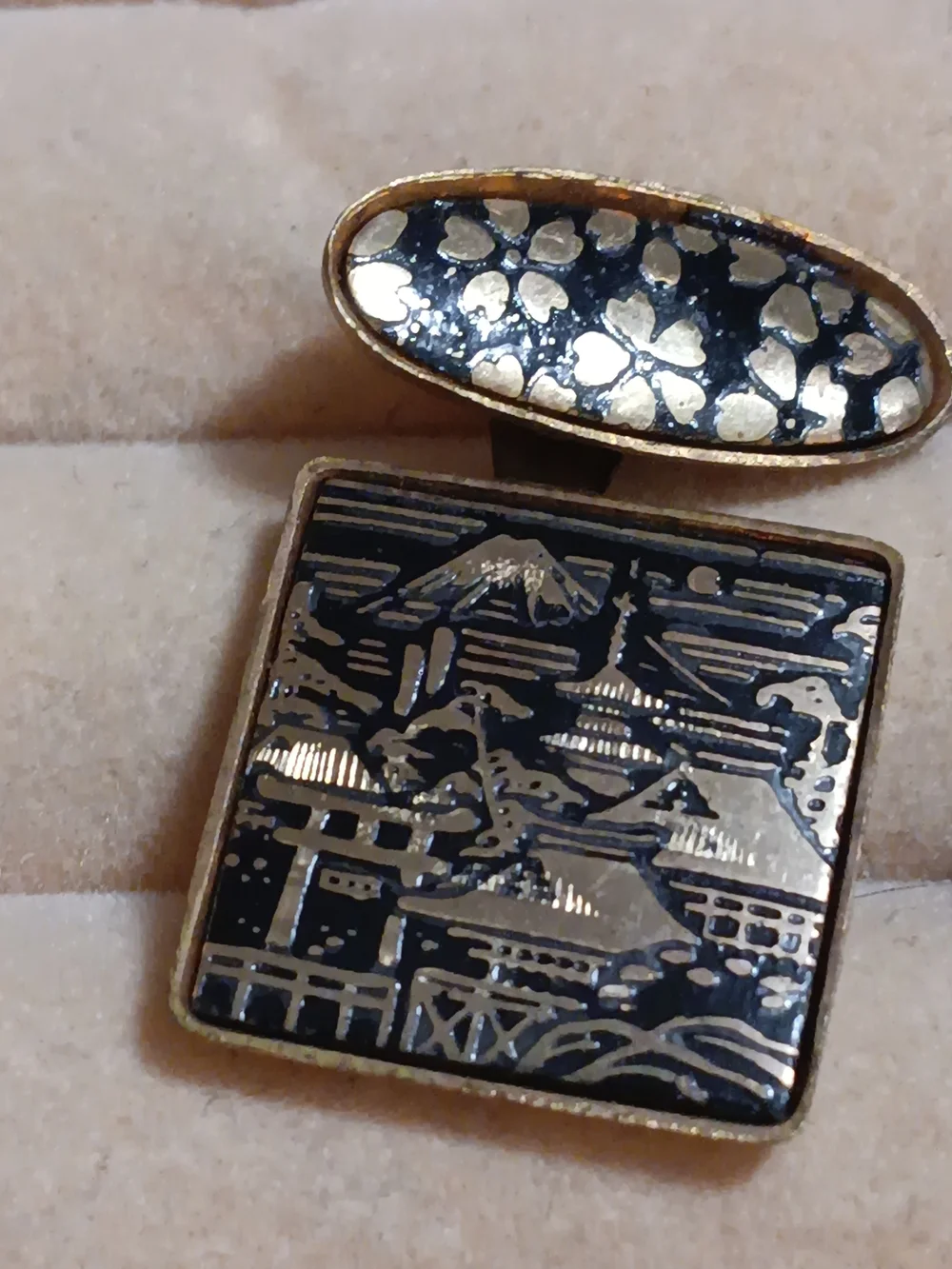 Antique Japabese Domascene Cufflinks Set